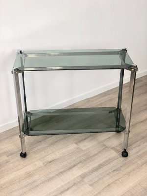 Serving Cart or Trolley in Chrome and Smoked Glass, Italy, 1970s-LYQ-1171579