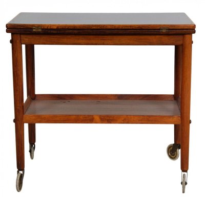 Serving Table in Rosewood with Black Top, 1960s-MTD-1400240