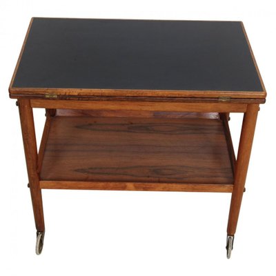 Serving Table in Rosewood with Black Top, 1960s-MTD-1400240