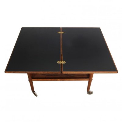 Serving Table in Rosewood with Black Top, 1960s-MTD-1400240