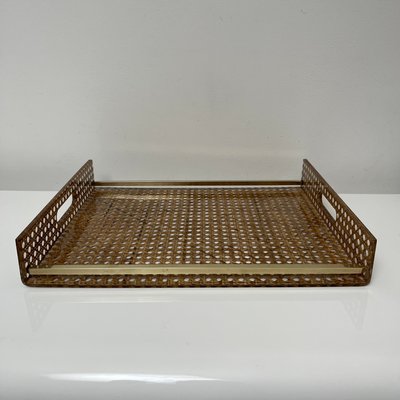 Serving Tray in Acrylic Glass, Cannage & Brass in the style of Christian Dior for Christian Dior-XOM-2024781