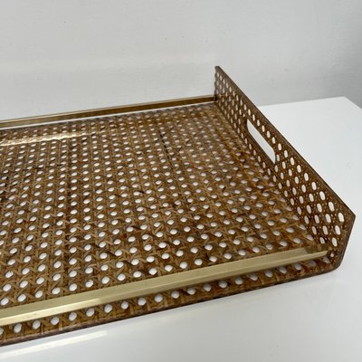 Serving Tray in Acrylic Glass, Cannage & Brass in the style of Christian Dior for Christian Dior-XOM-2024781