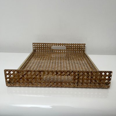 Serving Tray in Acrylic Glass, Cannage & Brass in the style of Christian Dior for Christian Dior-XOM-2024781