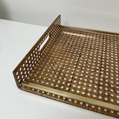 Serving Tray in Acrylic Glass, Cannage & Brass in the style of Christian Dior for Christian Dior-XOM-2024781