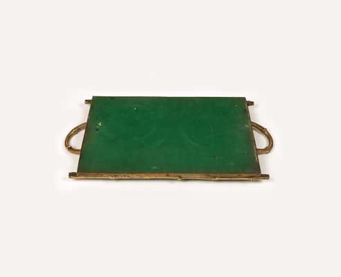 Serving Tray in Brass, Faux Bamboo & Black Laminate from Maison Bagues, France, 1960s-LYQ-1729862