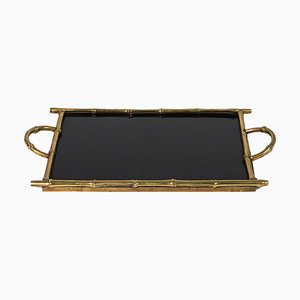 Serving Tray in Brass, Faux Bamboo & Black Laminate from Maison Bagues, France, 1960s-LYQ-1729862