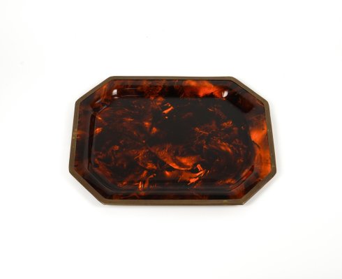 Serving Tray in Faux Tortoiseshell and Brass by Christian Dior, Italy, 1970s-LYQ-1770768