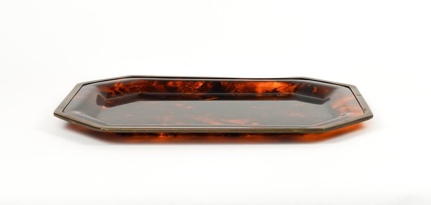 Serving Tray in Faux Tortoiseshell and Brass by Christian Dior, Italy, 1970s-LYQ-1770768