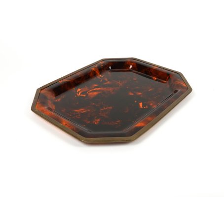 Serving Tray in Faux Tortoiseshell and Brass by Christian Dior, Italy, 1970s-LYQ-1770768