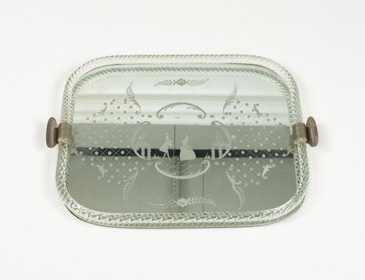 Serving Tray in Mirror-Engraved Murano Glass by Ercole Barovier, Italy, 1950s-LYQ-2027451