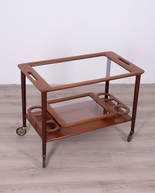 Serving Trolley in Wood and Glass by Cesare Lacca, 1950s