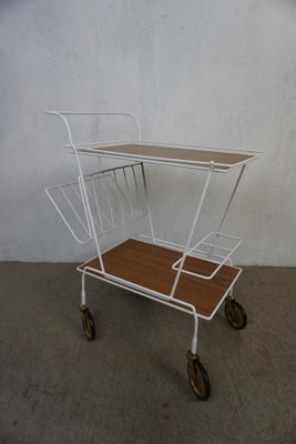 Serving Trolley with Newspaper Tray and Bottle Holder-GPQ-1281096