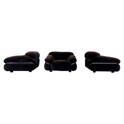 Sesann Lounge Set in Alpaca Velvet by Gianfranco Frattini for Cassina, 1972, Set of 4-RPH-1246045