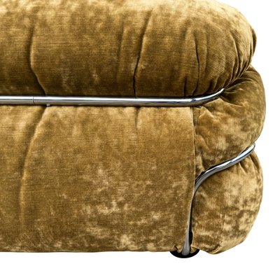 Sesann Lounge Set in Brown Velvet Khaki by Gianfranco Frattini for Cassini, 1972, Set of 2-RPH-1347592