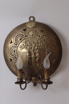 Set Wall Lamp Adam & Eva & Lebensbaum Brass, 1890s, Set of 2-ESB-1450750