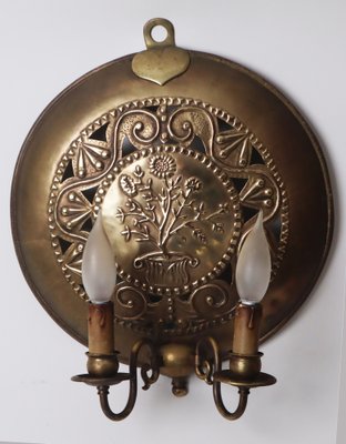 Set Wall Lamp Adam & Eva & Lebensbaum Brass, 1890s, Set of 2-ESB-1450750