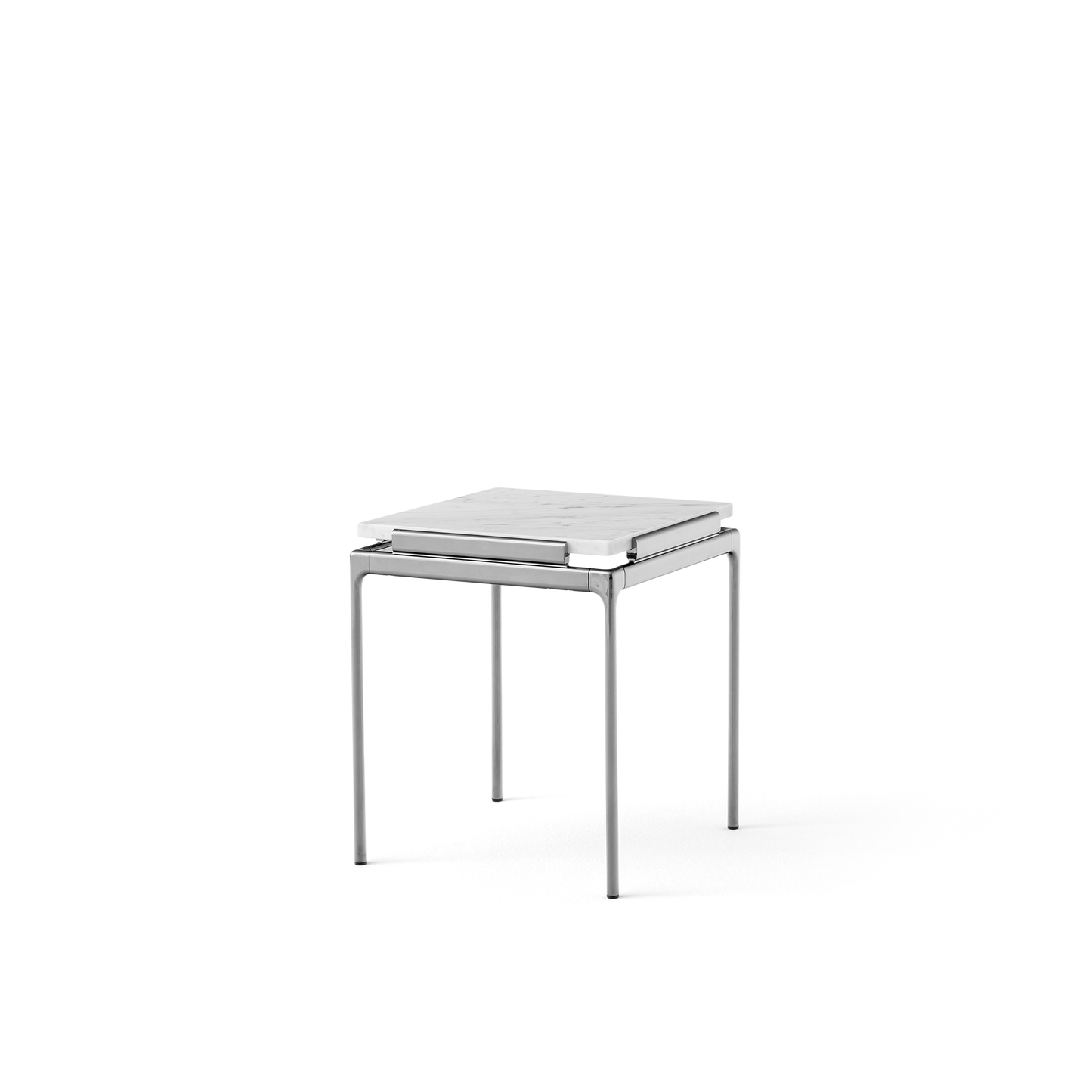 Set LN11 Side Table by &tradition #Bianco Carrara/Dark Chrome