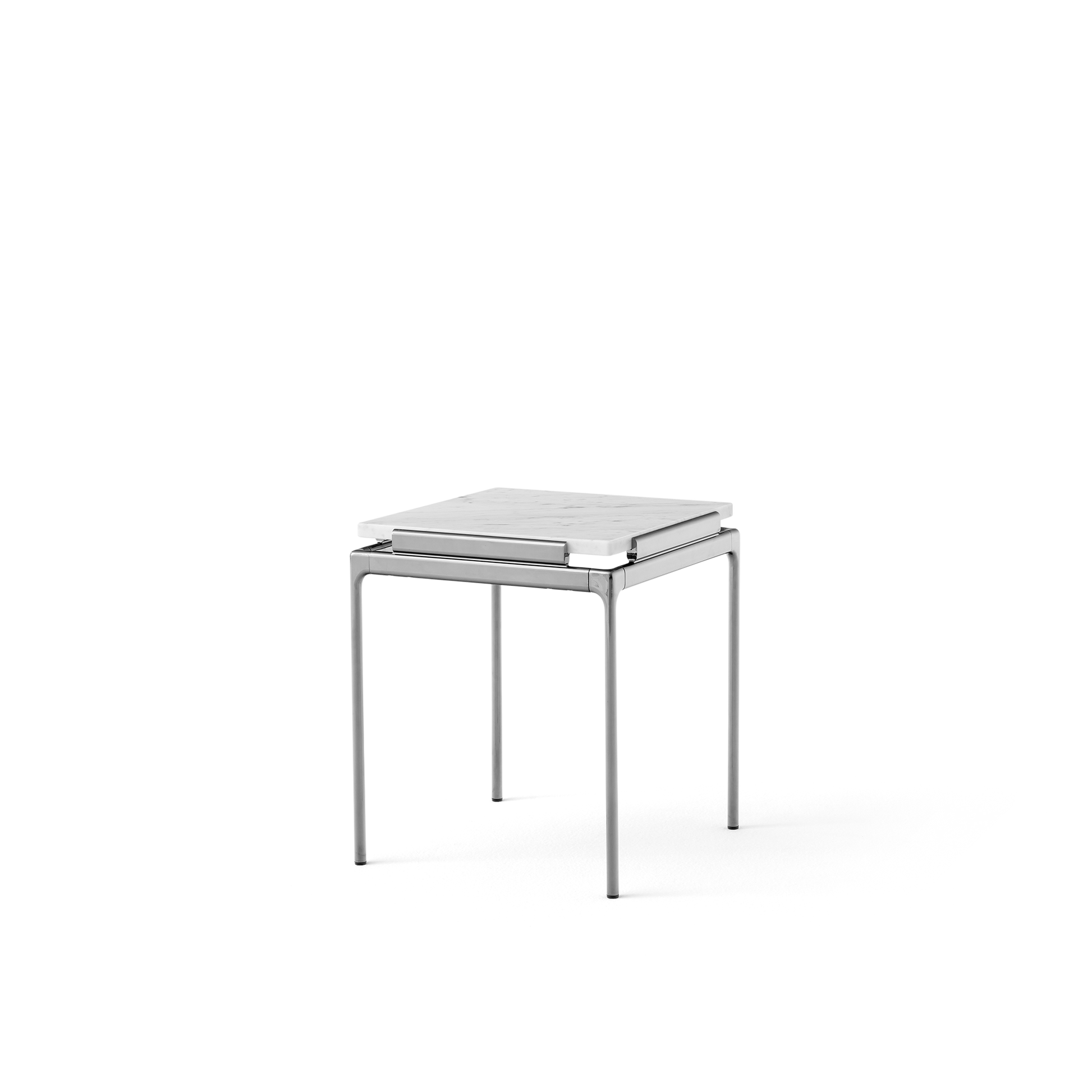 Set LN11 Side Table by &tradition #Bianco Carrara/Dark Chrome