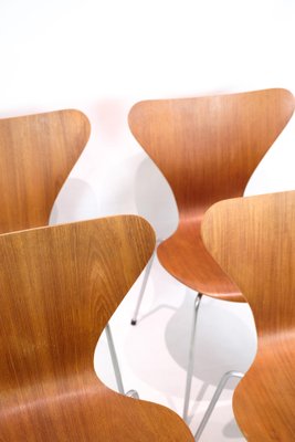 Seven Chairs in Teak Wood attributed to Arne Jacobsen and Fritz Hansen, 1960s, Set of 4-UY-1816950