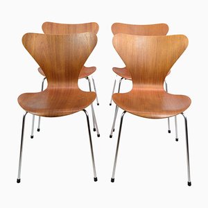 Seven Chairs in Teak Wood attributed to Arne Jacobsen and Fritz Hansen, 1960s, Set of 4-UY-1816950