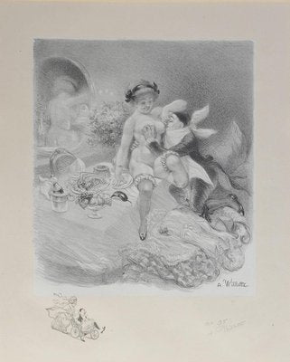 Seven Deadly Sins Erotic Nude Lithograph by Adolphe Willette, 1917-ARU-767438