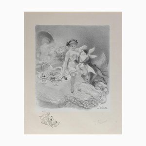 Seven Deadly Sins Erotic Nude Lithograph by Adolphe Willette, 1917-ARU-767438