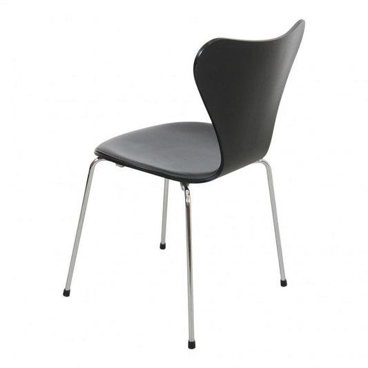 Seven Series Chair in Black Lacquer Ash & Leather by Arne Jacobsen, 2016