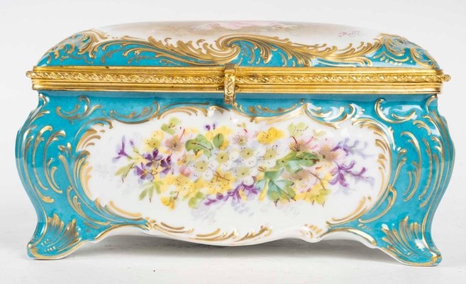 Sèvres Porcelain Box with Gilt Brass Mounting, 19th Century-WFS-2035199