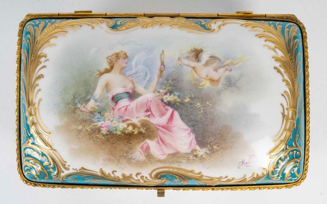 Sèvres Porcelain Box with Gilt Brass Mounting, 19th Century-WFS-2035199