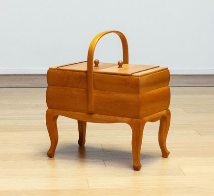 Sewing Box / Basket in Elm, Sweden, 1950s-JE-1702057