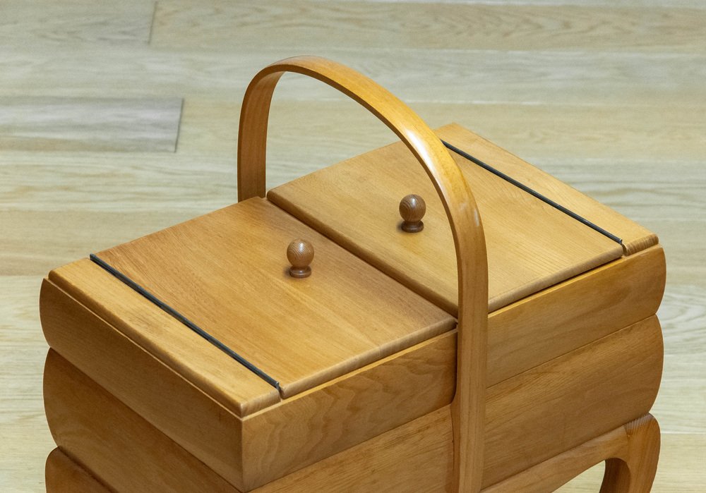 Sewing Box / Basket in Elm, Sweden, 1950s