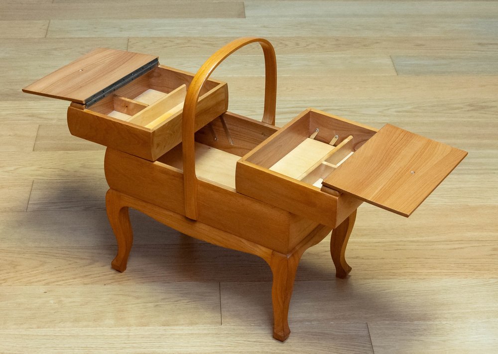 Sewing Box / Basket in Elm, Sweden, 1950s-JE-1702057