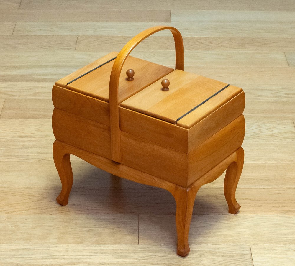 Sewing Box / Basket in Elm, Sweden, 1950s