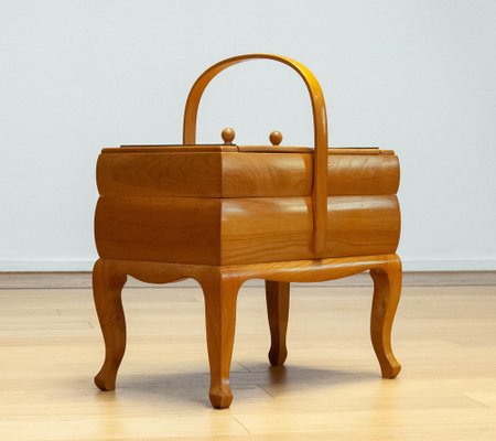 Sewing Box / Basket in Elm, Sweden, 1950s-JE-1702057