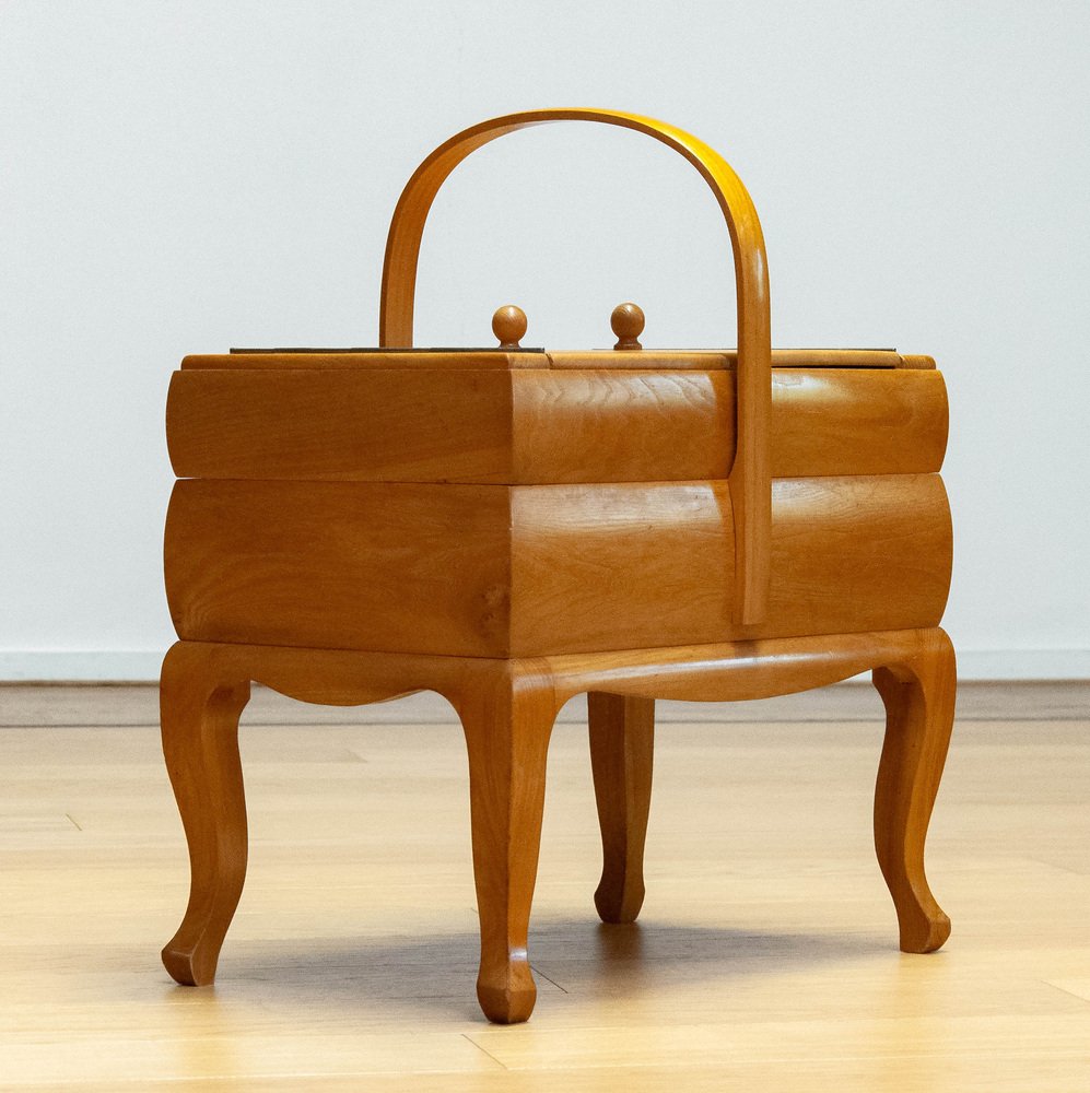 Sewing Box / Basket in Elm, Sweden, 1950s-JE-1702057