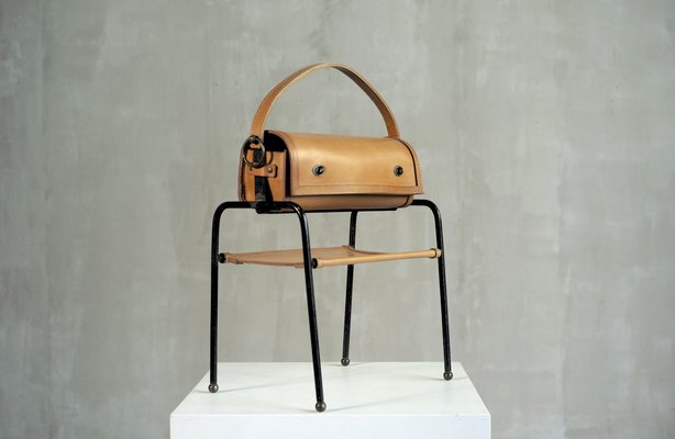 Sewing Box in Lacquered Metal and Leather by Jacques Adnet, France, 1950-FQ-1431976