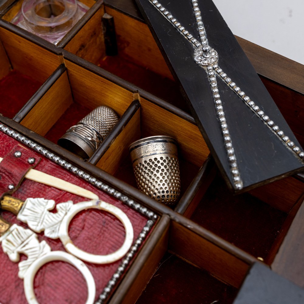 Sewing Box with Steel-Cut Decoration, 19th Century