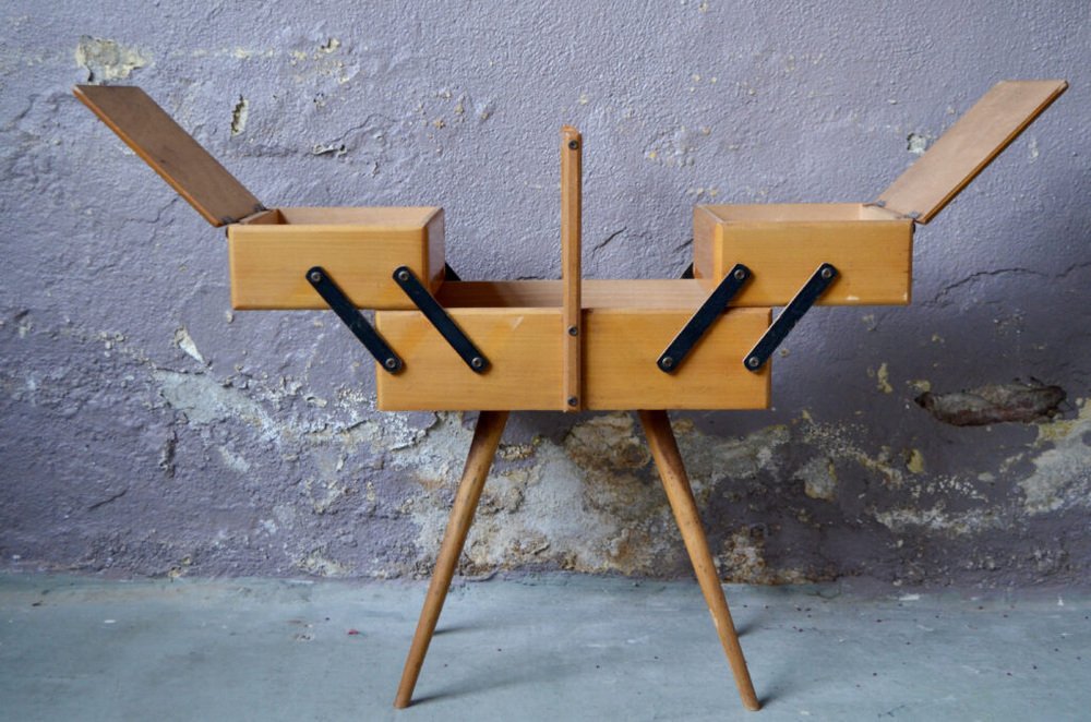 Sewing Cabinet with Compass Feet, 1950s