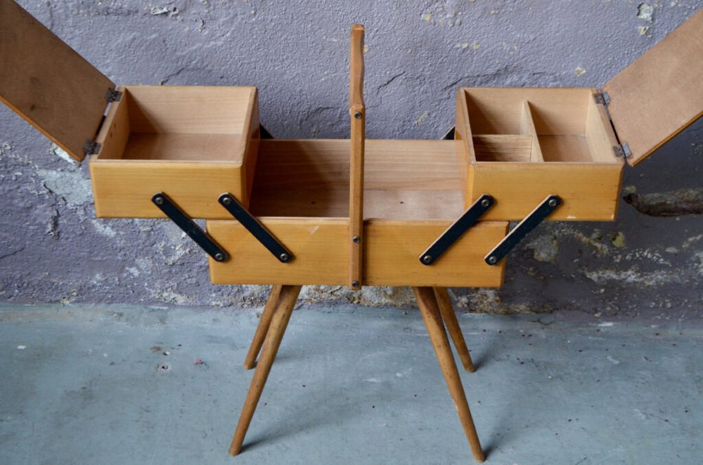 Sewing Cabinet with Compass Feet, 1950s