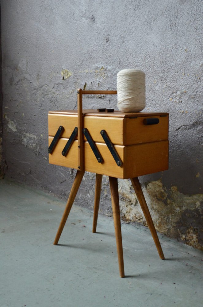 Sewing Cabinet with Compass Feet, 1950s