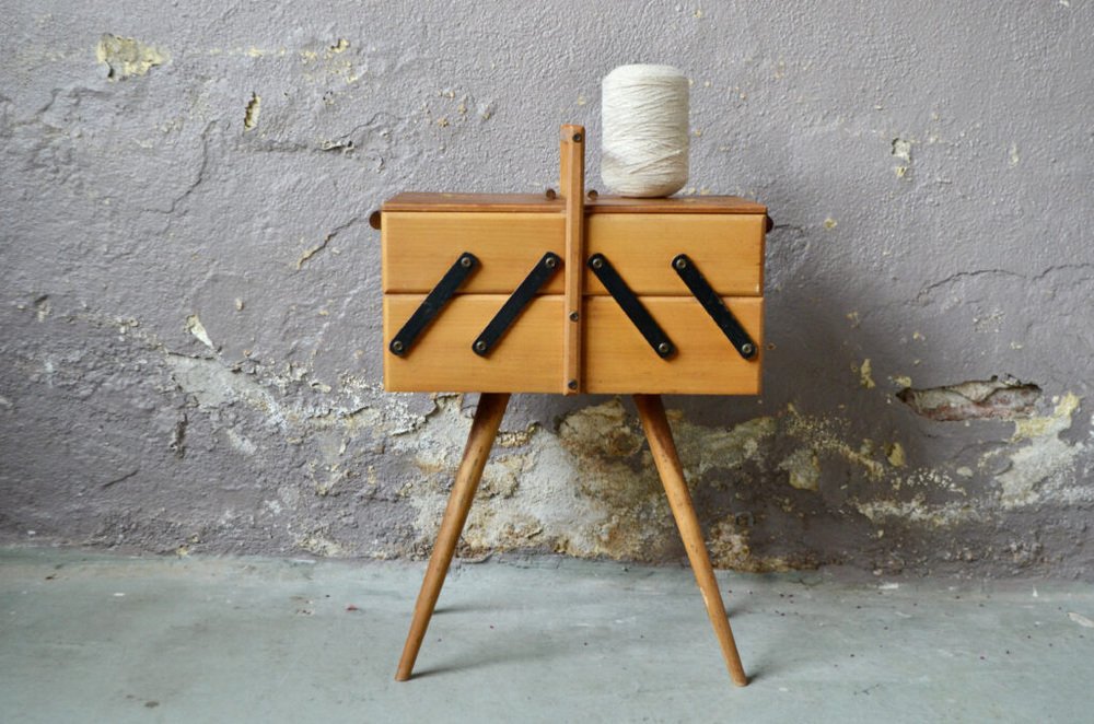 Sewing Cabinet with Compass Feet, 1950s