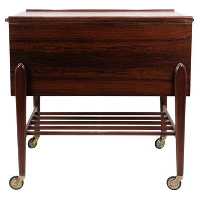 Sewing Table with Wheels & Built-in Drawers in Rosewood, 1960s-UY-2027290