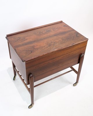 Sewing Table with Wheels & Built-in Drawers in Rosewood, 1960s-UY-2027290