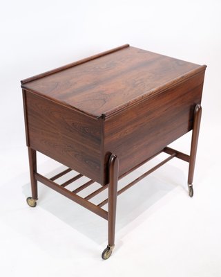 Sewing Table with Wheels & Built-in Drawers in Rosewood, 1960s-UY-2027290