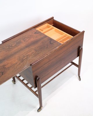 Sewing Table with Wheels & Built-in Drawers in Rosewood, 1960s-UY-2027290