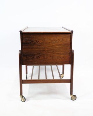 Sewing Table with Wheels & Built-in Drawers in Rosewood, 1960s-UY-2027290