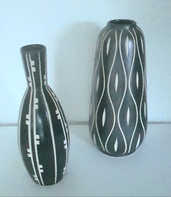 Sgraffito Vases, 1960s, Set of 2-QDP-984501