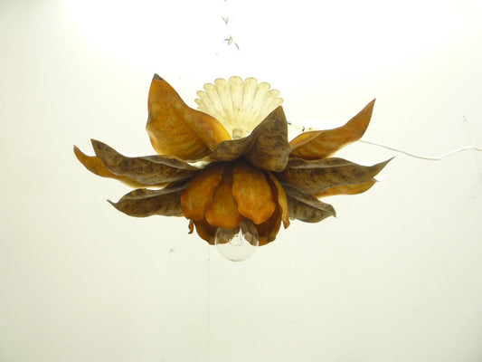 Shabby Chic Metal Flower Ceiling Lamp, 1960s