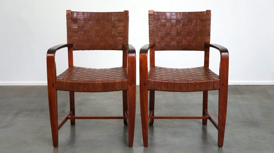 Shaker Chairs with Woven Leather Seats and Backrests from Schuitema, Set of 2