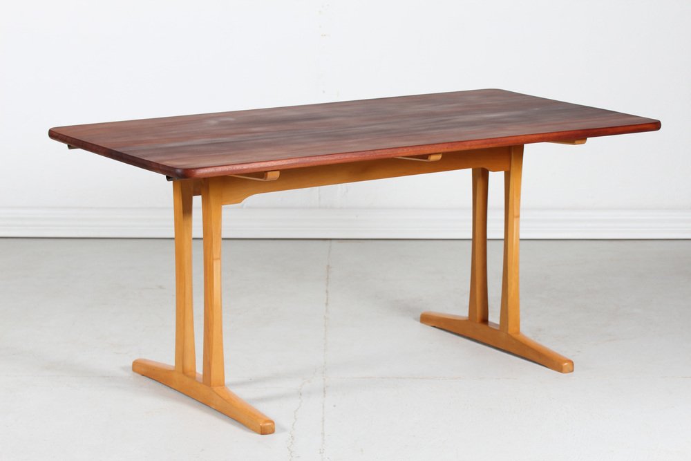 Shaker Table Model C 18 of Teak and Beech by Børge Mogensen for FDB Møbler, Denmark, 1950s